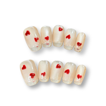 Sparkling Love 3D handmade press-on nails used for wear-test guidance