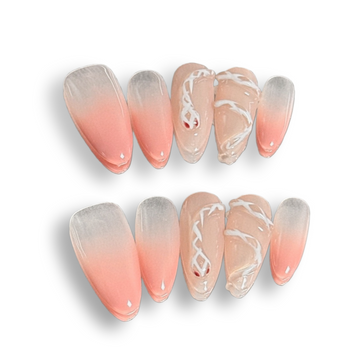 Handmade press-on nails for gentle removal guidance